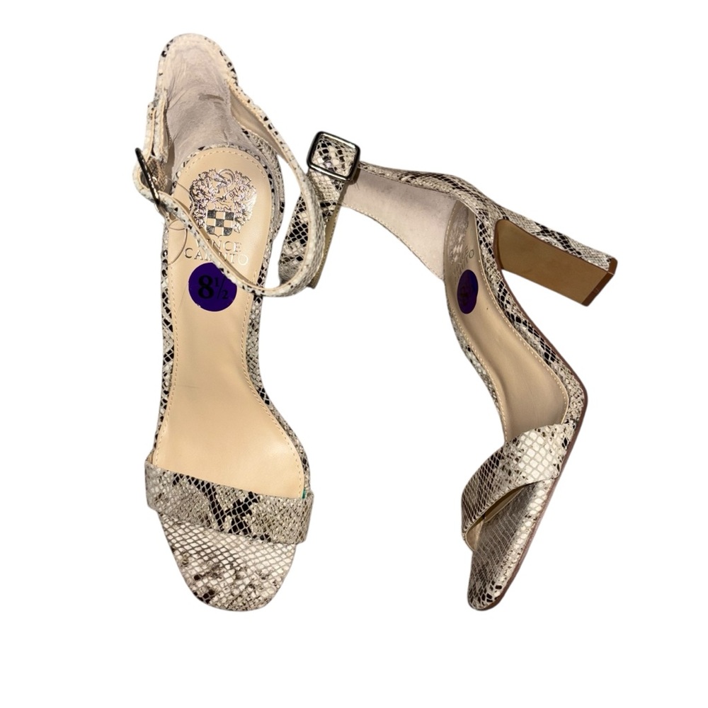 Vince Camuto Snakeskin Patterned Women's Heels - Cream and Black Sz 8.5